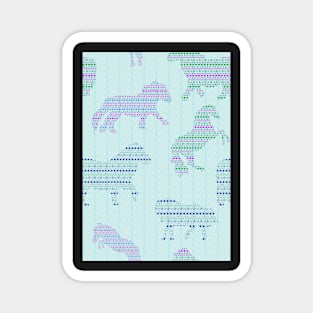 Shetland Fairisle Dancing Ponies - Light blue Magnet