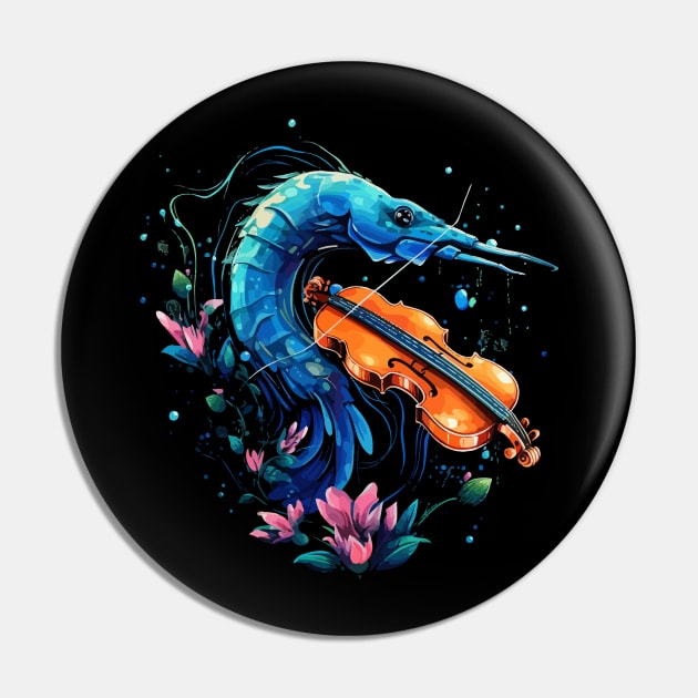 Blue Shrimp Playing Violin Pin by JH Mart