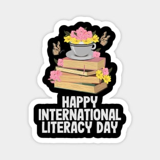 Happy International Literacy Day Book Lover Reading Magnet