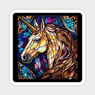 Stained Glass Golden Unicorn Magnet