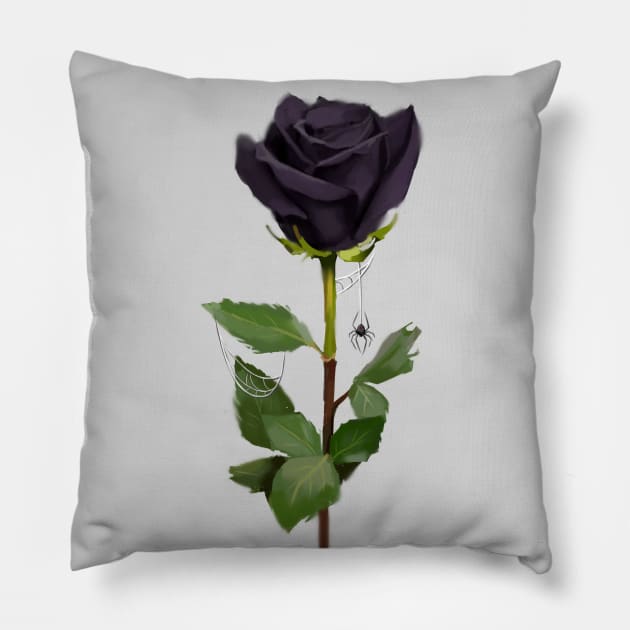 Black rose Pillow by Ansekenamun