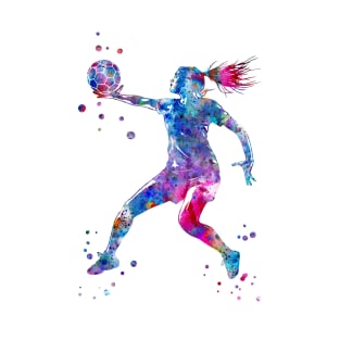 A Handball Player Girl Hits The Ball T-Shirt