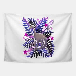 Dinosaur & Leaves - Neon Pink and Purple Tapestry