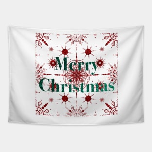 Glitter Red Christmas Snow Tapestry