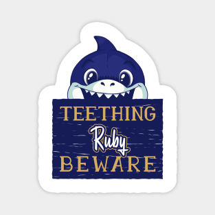 Ruby - Funny Kids Shark - Personalized Gift Idea - Bambini Magnet