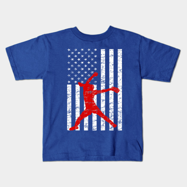 American Flag Girl S Softball Fast Pitch Pitcher T Shirt