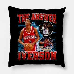 Allen Iverson The Answer Basketball Signature Vintage Retro 80s 90s Bootleg Rap Style Pillow