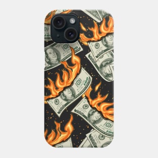 Burning flying money, 100 dollar notes Phone Case