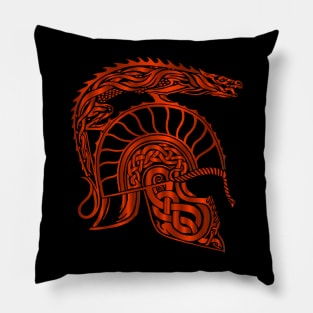 Red Spartan Dragon Helmet Gladiator Design Pillow