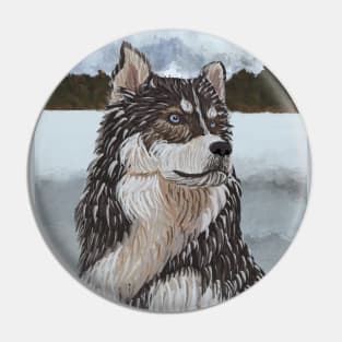 Husky dog portrait Pin