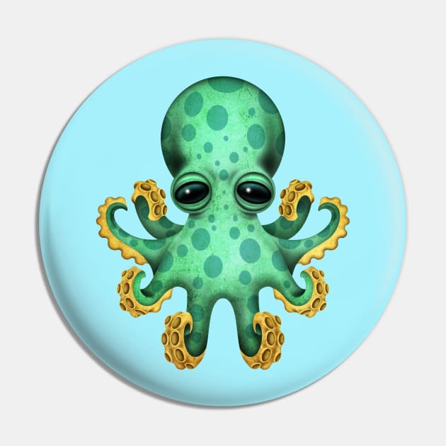 Cute Green Baby Octopus Pin by jeffbartels