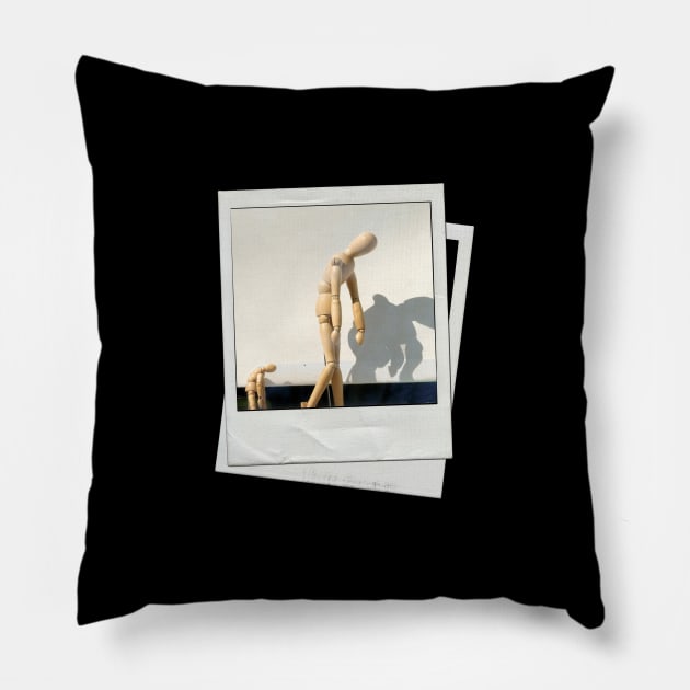 snapshot wooden mannequin Pillow by mystudiocreate