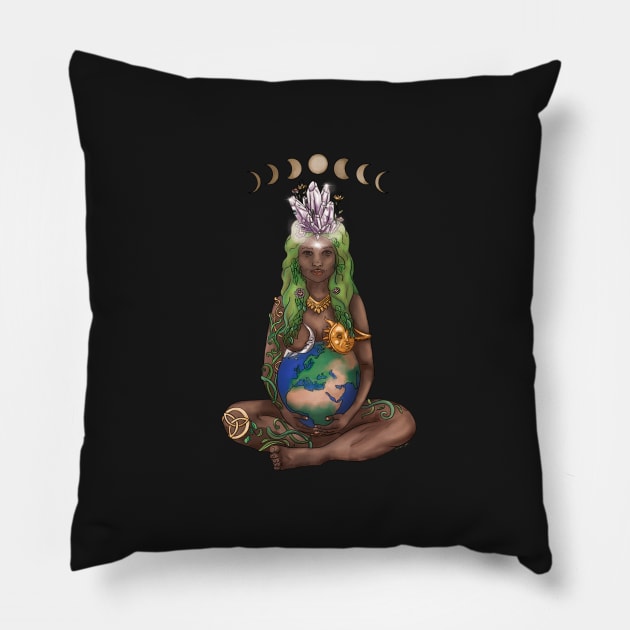 Mother Earth - Green Pillow by Laytle