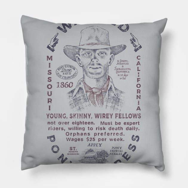 Pony Express Vintage Pillow by spicoli13