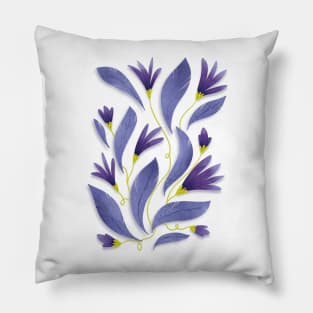 Very Peri Flowers and leaves, violets, floral pattern, periwinkle Pillow