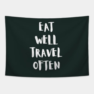 Eat Well Travel Often Charcoal Black |  Quote Tapestry