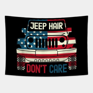jeep hair don't care american flag jeep Tapestry