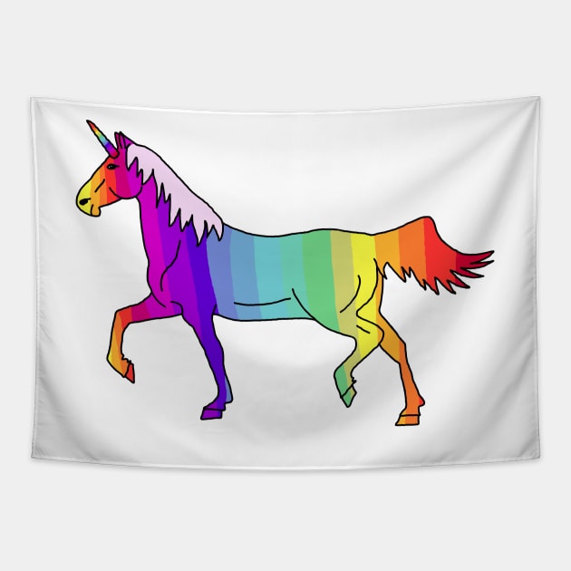 Cute Rainbow Colorful Unicorn Tapestry by OneLook