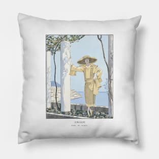 Amalfi Fashion Illustration by George Barbier Pillow