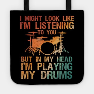 Funny Drummer Art For Men Women Drum Player Percussion Lover Tote