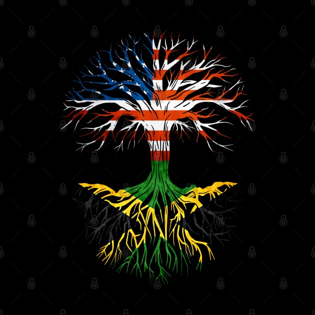 American Grown Jamaican Roots Tree Jamaica Flag Usa Flag by Henry jonh