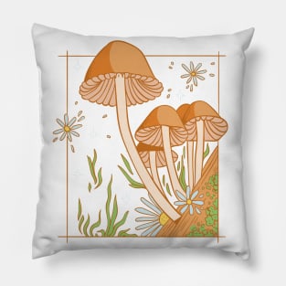 Cottagecore Aesthetic Mushrooms and Frog Pillow