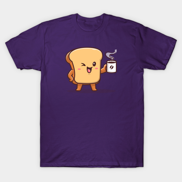 Discover Cute Bread Drink Coffee Cartoon Vector Icon Illustration - Bread - T-Shirt