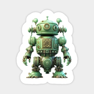 Steampunk Green Robot #6 Magnet