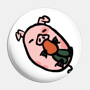 Piggy Munching on Carrot in Bliss Pin