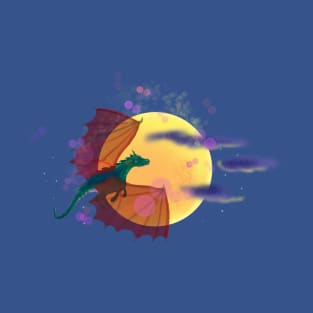 cartoon dragon on the background of the moon T-Shirt