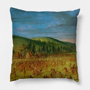 Ball-play of the Choctaw - Ball Up by George Catlin Pillow