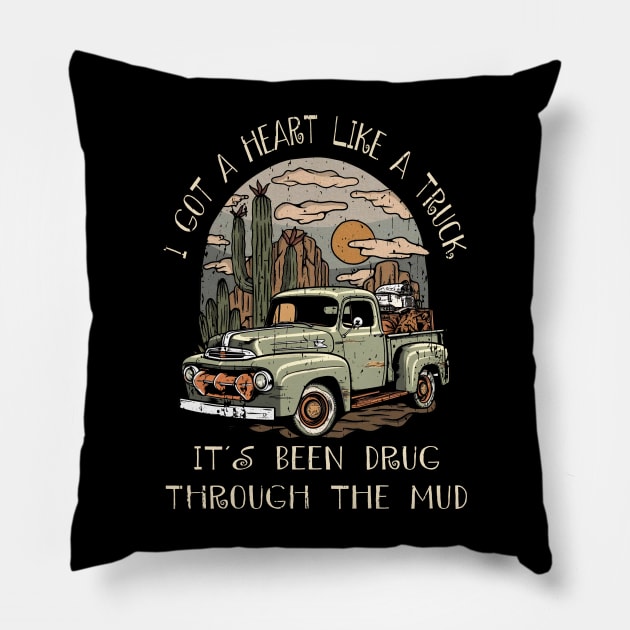 Graphic I Got A Heart Like A Truck Gifts Idea Pillow by DesignDRart