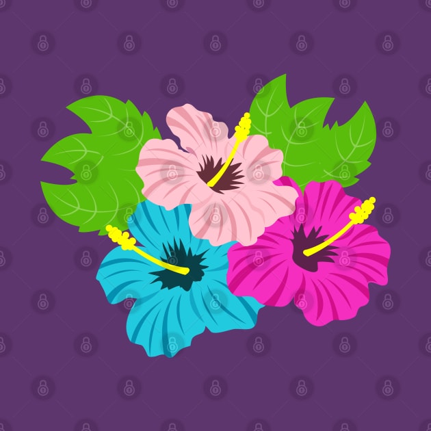 Cheerful Tropical Hibiscus Flowers by Syressence