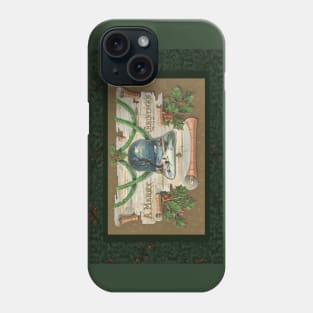 Winter's Night Scene Vintage Christmas Postcard Phone Case