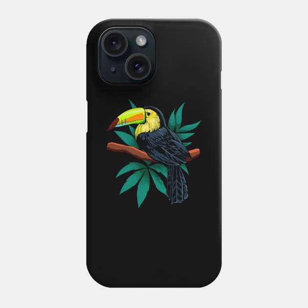 Bird of paradise - drawing of toucan Phone Case by Modern Medieval Design