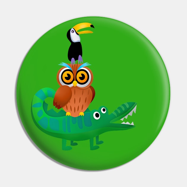 Tower animals crocodile owl toucan Pin by Albi