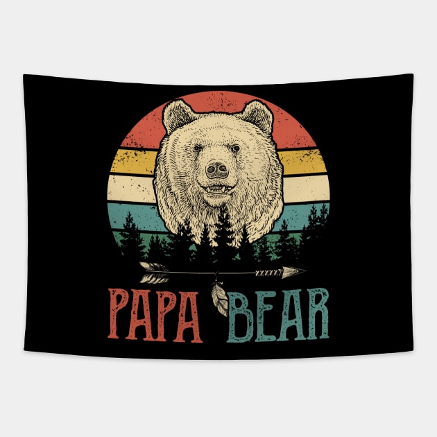 Men's Papa Bear T Shirt Father's Day Gift Grandpa Shirt Vintage Shirt Retro Gift Vintage Papa Shirt Forest Tapestry by Brlechery21