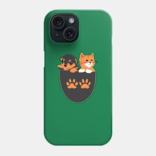 cute cat and dog in pocket Phone Case