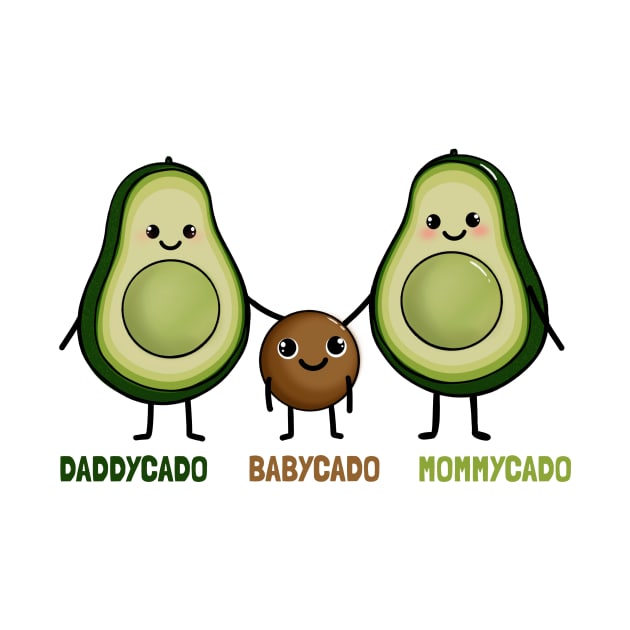 Cute avocado Family Daddy Babby and MommyCado by SusanaDesigns