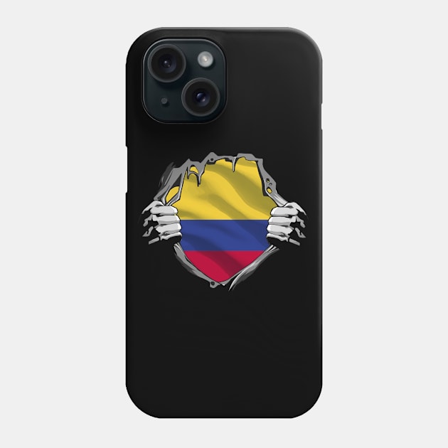 Two Hands Ripping Revealing Flag of Colombia Phone Case by BramCrye