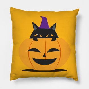 Black Cat Halloween Pillow