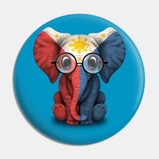 Baby Elephant with Glasses and Filipino Flag Pin