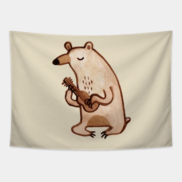 Ukulele Bear Tapestry by Sophie Corrigan