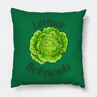 Lettuce Be Friends lettuce be happy, sticker, vegan, vegetarian, funny vegan, eat plants, vegan joke, lettuce be friends, lettuce, friends, vegetarian sticker, vegetarian masks, vegetarian phone cases, leafy green Pillow