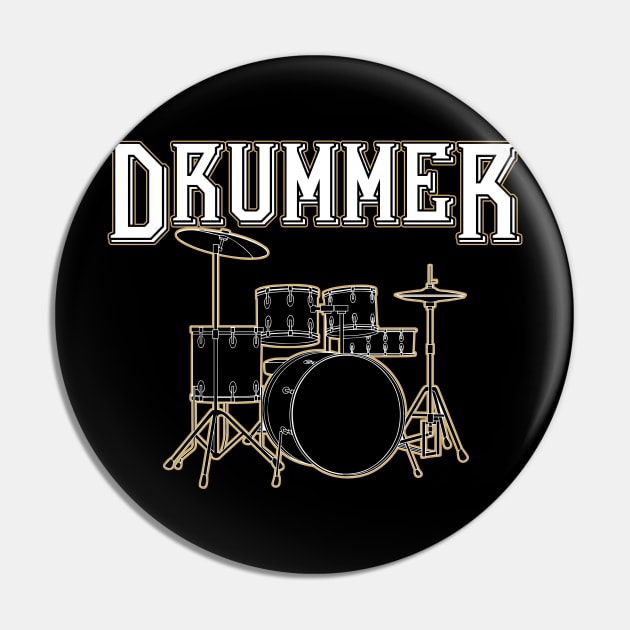 Drummer Drum Set Pin by TeeShirt_Expressive