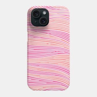 Flowing Doodle in Pink and Coral With White Lines Phone Case