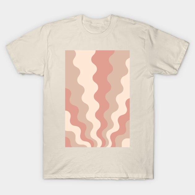 70s Retro Groovy Lines Seamless Pattern Peach, Pink and Beige - Retro Vintage Aesthetic - T-Shirt