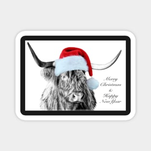 Highland Cow with Santa Hat Magnet