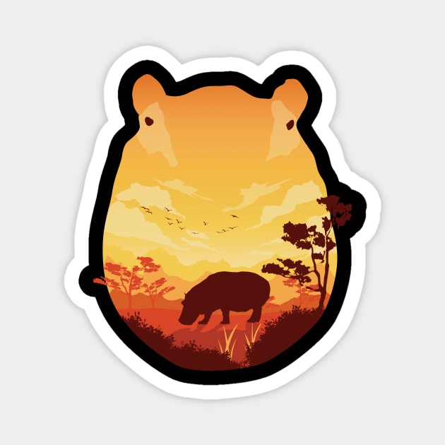 Hippo landscape Magnet by Jackson Lester