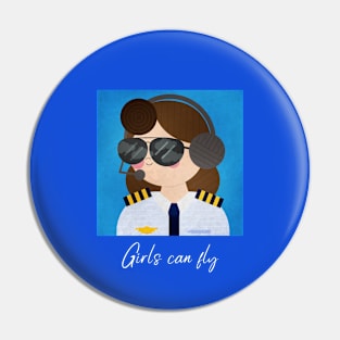 Girls Can Fly Pilots Gift Pin